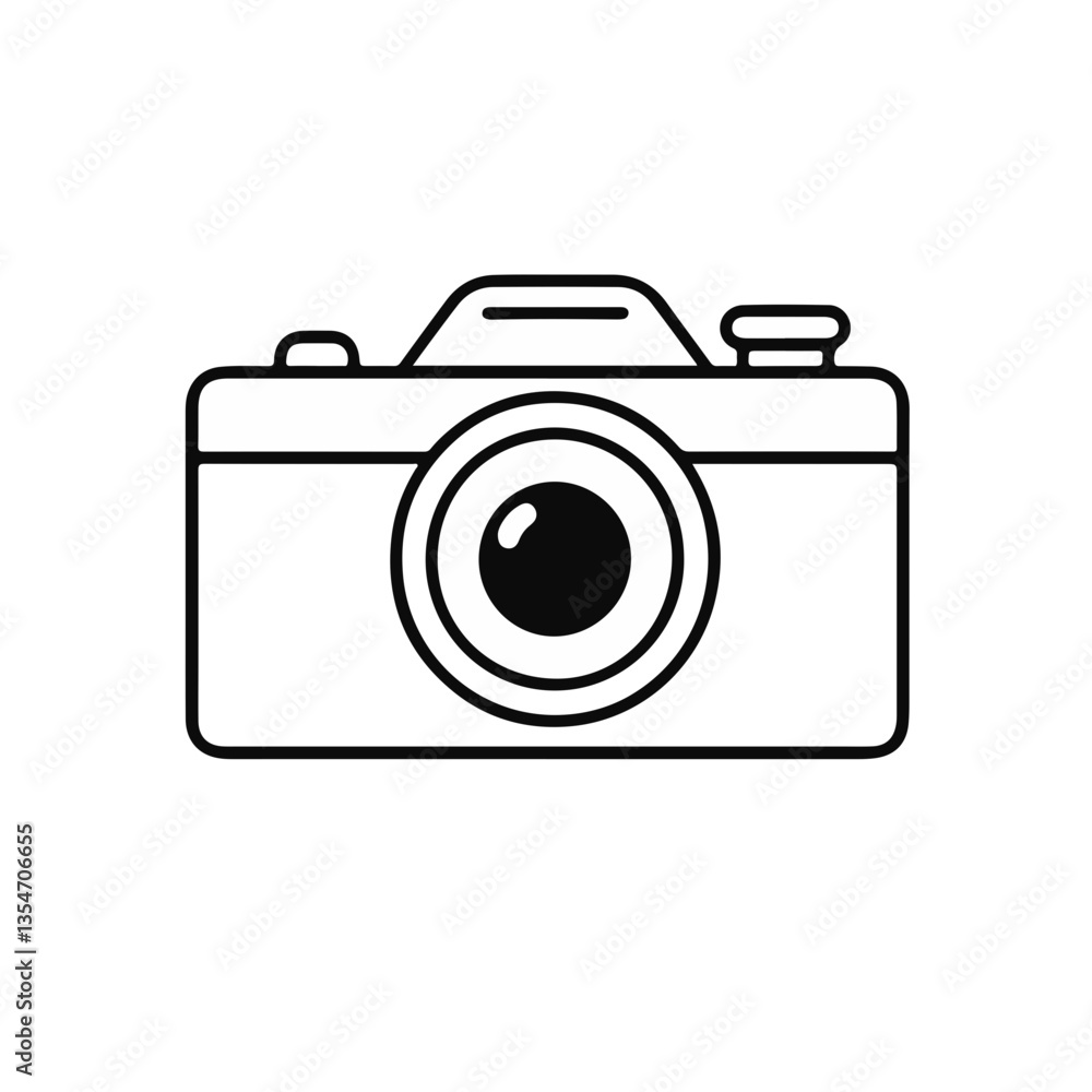 Camera icon with minimalistic design in black and white Camera icon with minimalistic design in black and white