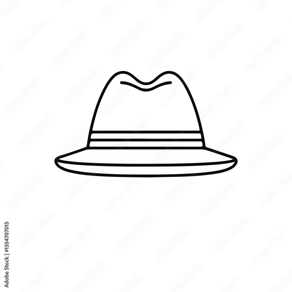 Iconic fedora hat illustration on a white background Iconic fedora hat illustration on a white background