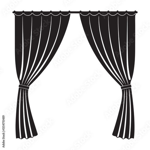 Curtain black silhouette llustration  on white background