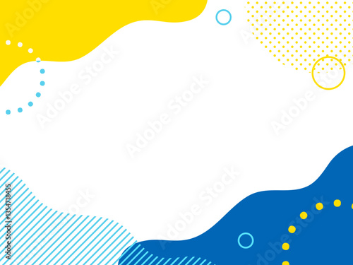 夏　青　黄色　ポップ 　ウェーブ　フレーム