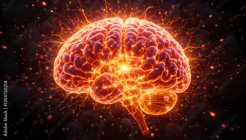 Fototapeta premium Glowing Human Brain with Energy, and Mind.