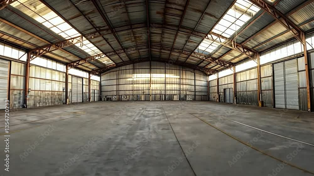 Vast Empty Industrial Warehouse Interior Vast Empty Industrial Warehouse Interior
