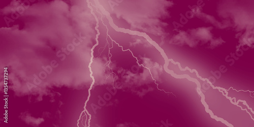 Lightning, thunder cloud dark cloudy sky. Fork lightning striking down during summer storm. intense lightning lighting up the sky . Blue lightning strike during an electrical storm .
