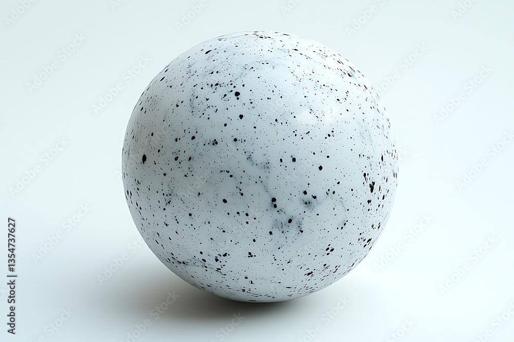 Abstract Speckled Sphere White and Black Marble Effect Studio Shot 3D Render Abstract Speckled Sphere White and Black Marble Effect Studio Shot 3D Render