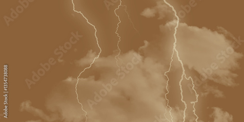 Lightning, thunder cloud dark cloudy sky. Fork lightning striking down during summer storm. intense lightning lighting up the sky . Blue lightning strike during an electrical storm .