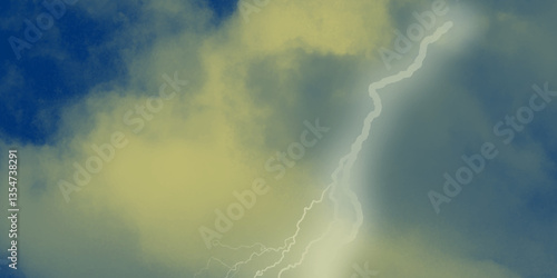 Lightning, thunder cloud dark cloudy sky. Fork lightning striking down during summer storm. intense lightning lighting up the sky . Blue lightning strike during an electrical storm .