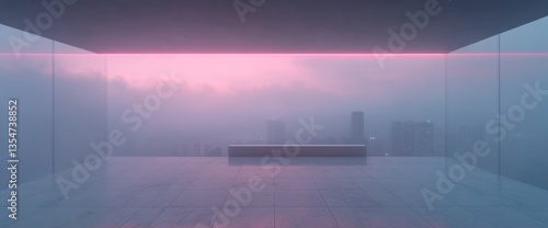 Serene Cityscape View from Minimalist Room