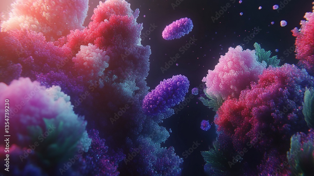 Fototapeta premium Abstract representation of microorganisms in a vibrant digital art