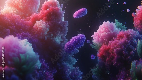 Wallpaper Mural Abstract representation of microorganisms in a vibrant digital art Torontodigital.ca