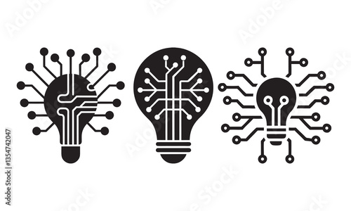 Innovative Ideas Powered by Technology, Idea lightbulb icon. Inspiration creativity lamp vector icon, Innovation icon set with lightbulb and gear sign