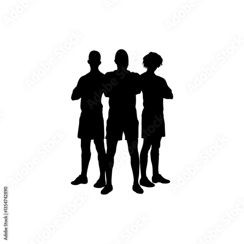 Three football players standing together