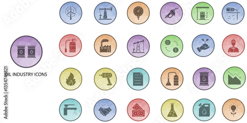 Oil Industry simple concept 24 color icons set. Contains such gasoline, natural gas, oil pump, oil well, oil industry .Vector illustration.