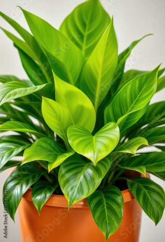 Wallpaper Mural Lush green tropical foliage in a terracotta pot, indoor jungle, background Torontodigital.ca
