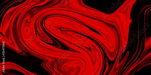 Liquid and fluid seamless pattern with Colorful bright mix colors. Paper with soft waves and black fabric liquid metallic art paint texture. Marble Red Alcohol Ink Wavy Liquid Texture blend of curves