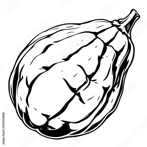 Elegant Curves of Nature s Bounty A Visually Captivating Illustration of a Plump Pumpkin Silhouette