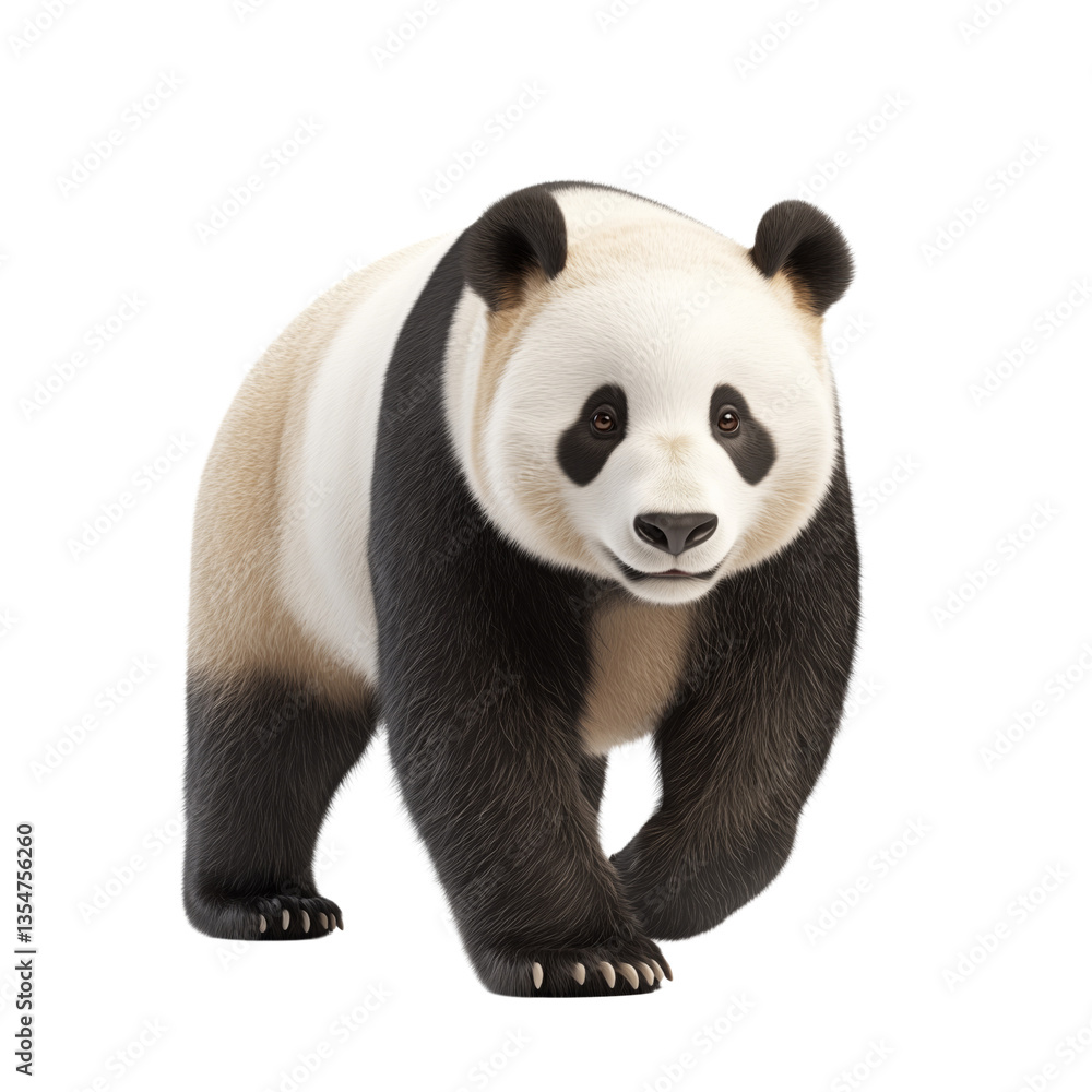 Close-up of panda in 3d on transparent background Close-up of panda in 3d on transparent background