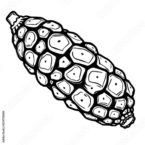 Intricate Patterns of Nature A Mesmerizing Monochrome Depiction of a Pinecone s Intricate Scales