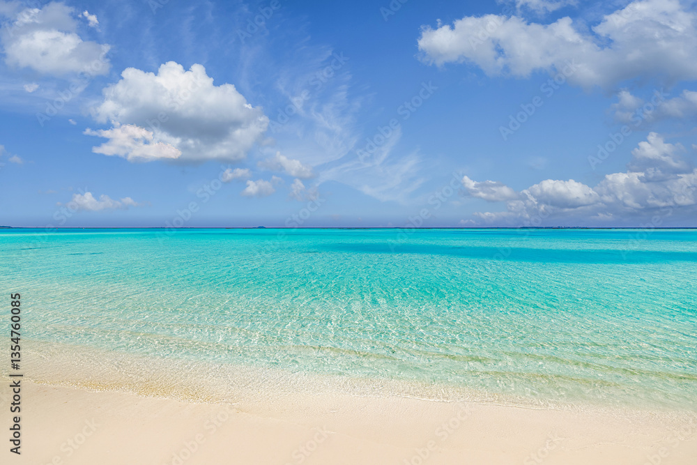 Pristine clear sea water bay. Pristine ocean lagoon sunny cloudy sky, idyllic relaxing seascape. Transparent surface, exotic travel. Tropic Mediterranean nature panorama. Summer background, beach view Pristine clear sea water bay. Pristine ocean lagoon sunny cloudy sky, idyllic relaxing seascape. Transparent surface, exotic travel. Tropic Mediterranean nature panorama. Summer background, beach view