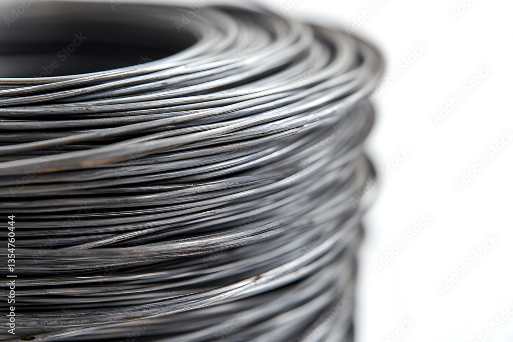 Close-up of a coil of galvanized wire. Close-up of a coil of galvanized wire.