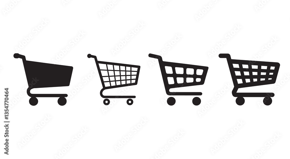 shopping cart set vector white background shopping cart set vector white background
