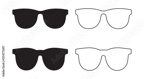 Sunglass silhouette set vector on white background