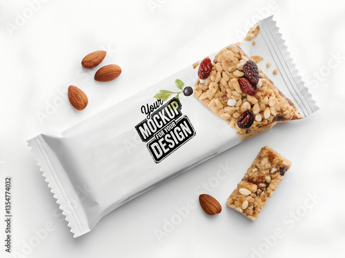 Granola bar wrapper packaging mockup clean empty design 