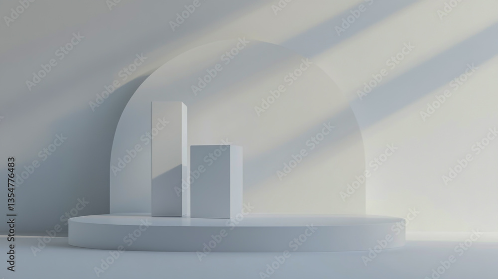 Minimalist Empty Podium Display with Box Stand on White Background for Product Showcase. Minimalist Empty Podium Display with Box Stand on White Background for Product Showcase.