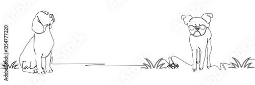 set dog line art of illustration  background for a pet day