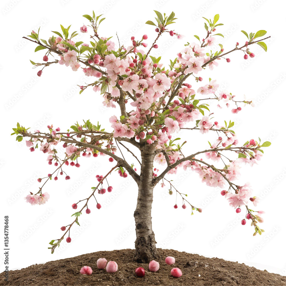 Spring's pink apple blossom blooms on a delicate branch Spring's pink apple blossom blooms on a delicate branch