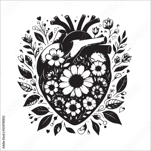 Romantic and sweet love blooms like a flower two hearts are tightly dependent on each