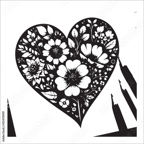 Romantic and sweet love blooms like a flower two hearts are tightly dependent on each