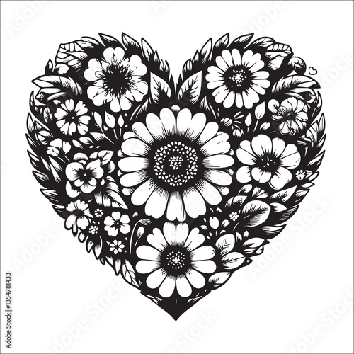 Romantic and sweet love blooms like a flower two hearts are tightly dependent on each