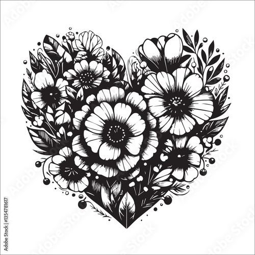 Romantic and sweet love blooms like a flower two hearts are tightly dependent on each