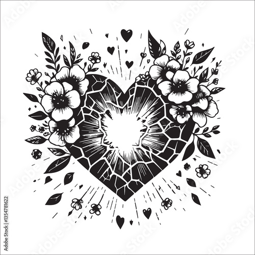 Romantic and sweet love blooms like a flower two hearts are tightly dependent on each