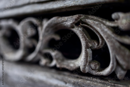 Tablou pe pânză Macro shot of historic wooden ornament at Toshogu Shrine in Nikko Japan featurin