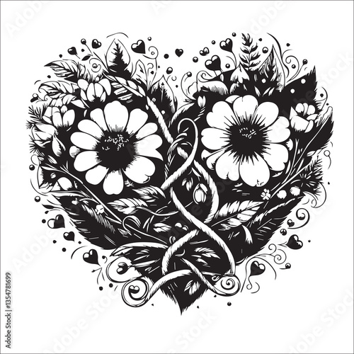 Romantic and sweet love blooms like a flower two hearts are tightly dependent on each