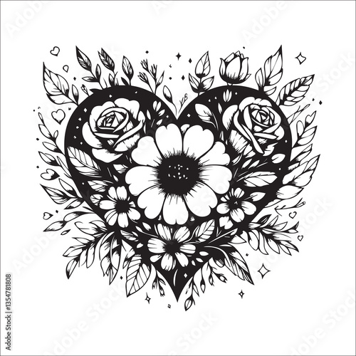 Romantic and sweet love blooms like a flower two hearts are tightly dependent on each