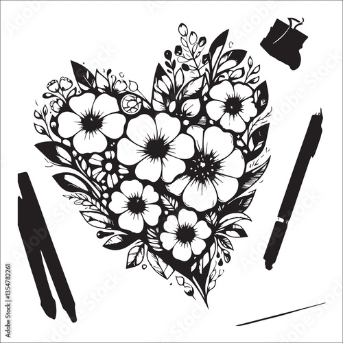 Romantic and sweet love blooms like a flower two hearts are tightly dependent on each