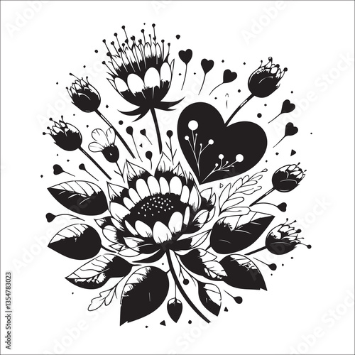 Romantic and sweet love blooms like a flower two hearts are tightly dependent on each
