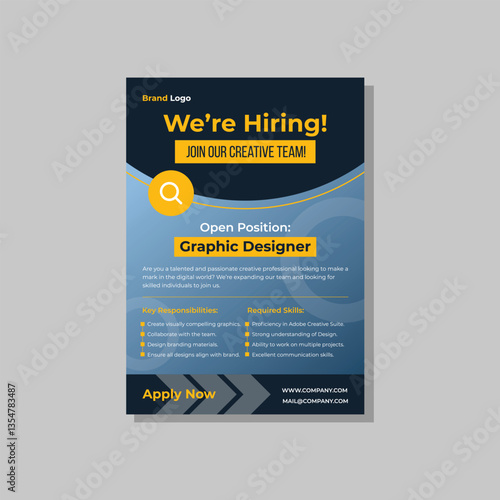 Creative job poster Template. Job hiring poster, flyer, or post. We are hiring leaflet or brochure. Recruitment advertising template. Recruitment Poster Design