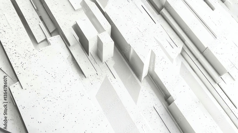 Obraz premium Abstract White Geometric Surface with Shadows and Texture for Backgrounds