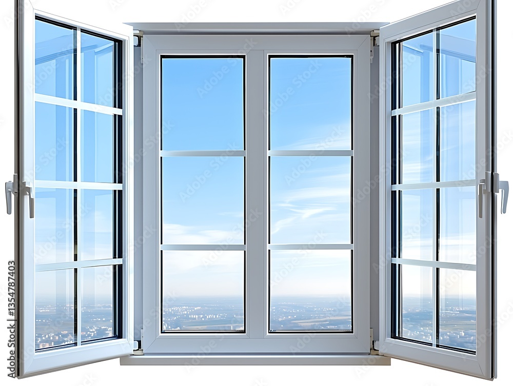 Fototapeta premium Open Window for City View, Sky.