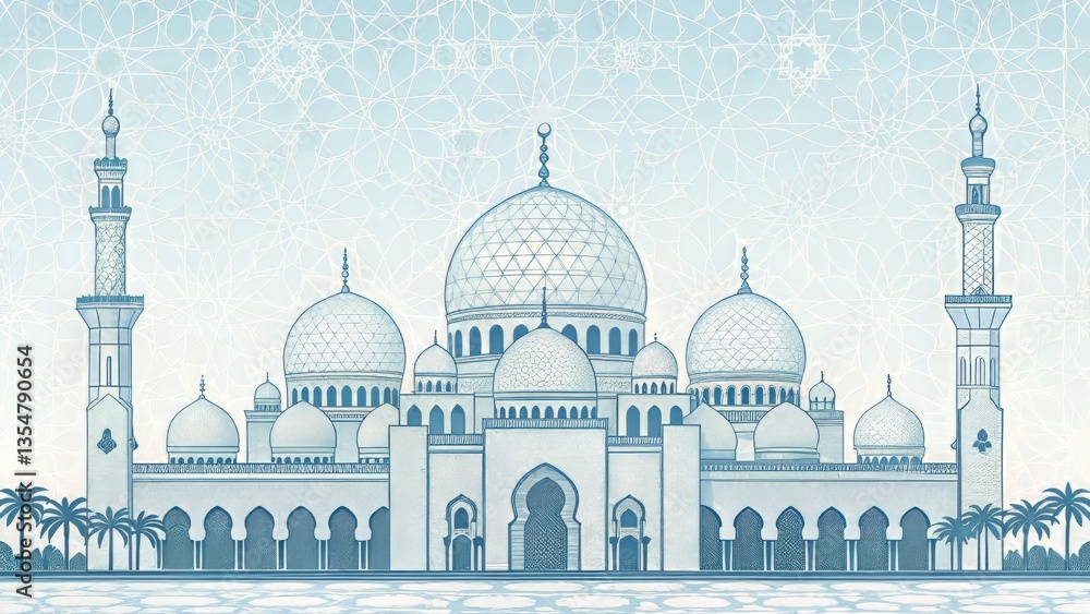 Obraz premium Soft Blue and White Geometric Halftone Pattern for Modern Backgrounds