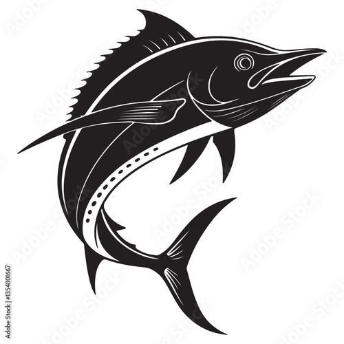 Salmon fish silhouette salmon fishing vector art of illustration cut out vector icon Sketch of fish Salmon trout Hand drawn illustration Vector.