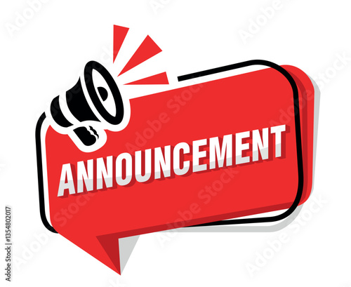 Announcement for important message. Modern label with megaphone and copy space for you text . Vector on transparent background