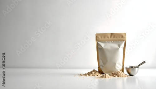 Beige Powder Pouch with Copy Space in Studio Shot
