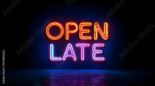 OPEN LATE Neon sign in the middle of the night streets