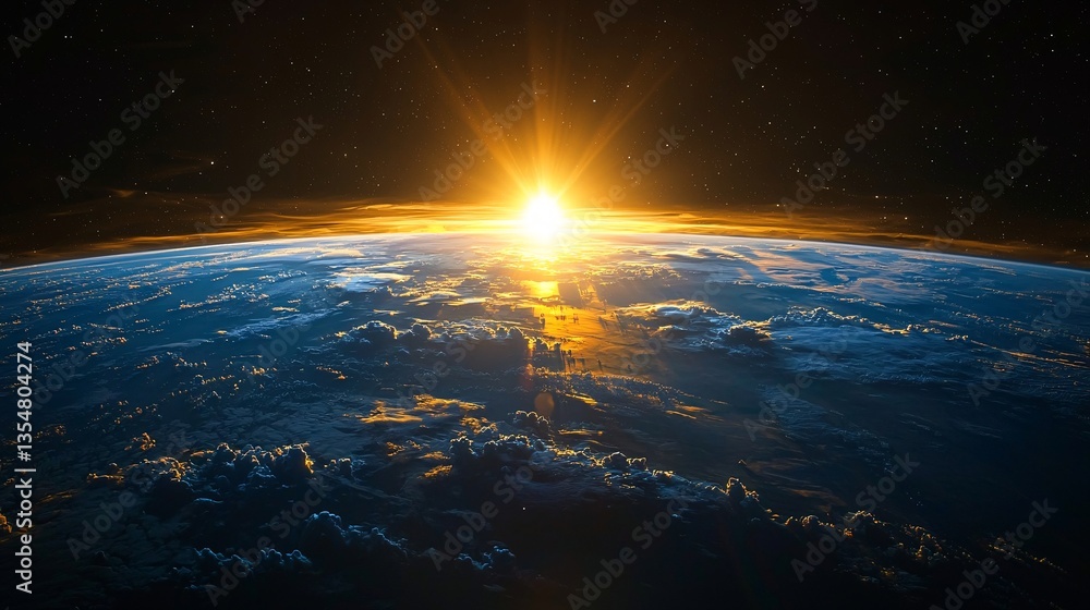 Stunning Sunrise Over Earth’s Horizon Showcasing Dramatic Clouds and Glowing Atmosphere in Space Stunning Sunrise Over Earth’s Horizon Showcasing Dramatic Clouds and Glowing Atmosphere in Space
