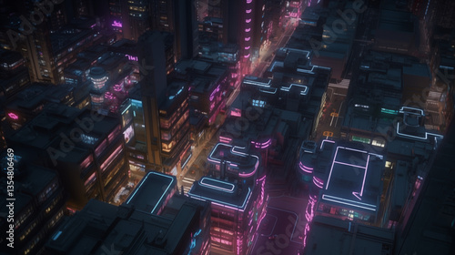 Futuristic Cyberpunk City at Night