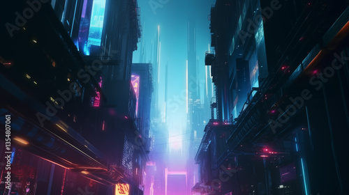 Futuristic Cyberpunk City at Night